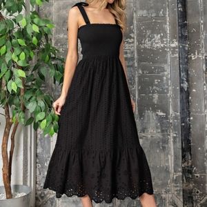 *NWT* Smocked Eyelet Dress - Black